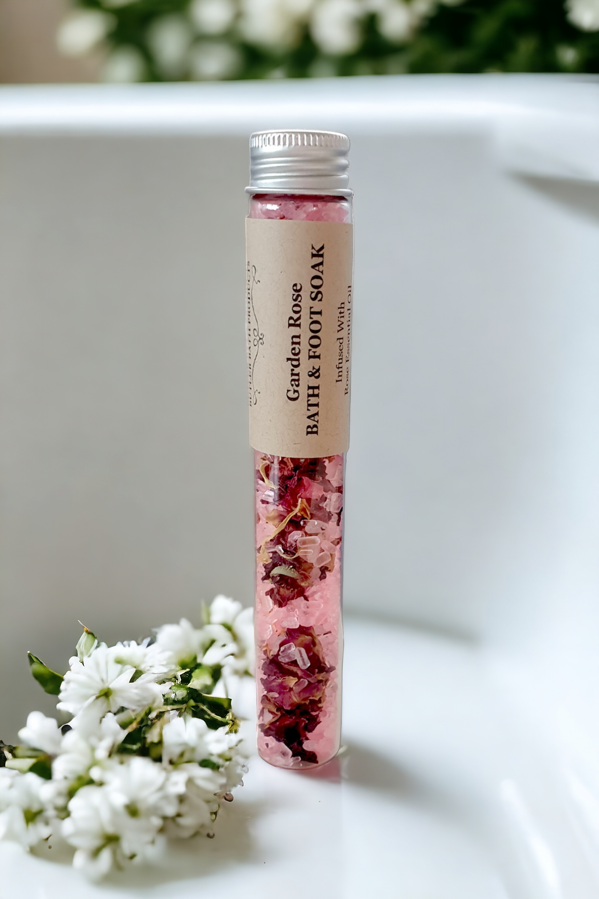 Bath salt soak test tubes: Rose