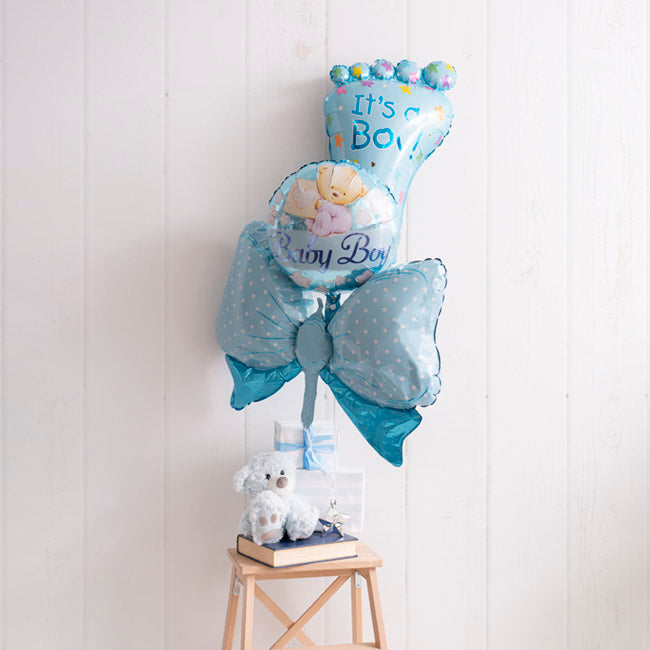 Blue Balloon Baby Boy Foot (45cmx78cmH) Blue