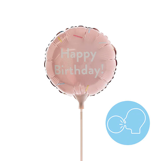 Happy Birthday Confetti Pink Foil Balloon 22.5cm