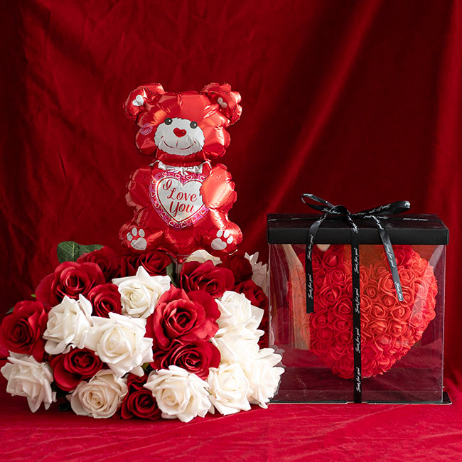 Foil Balloon 9" (22.5cm Dia) I Love You Bear Red