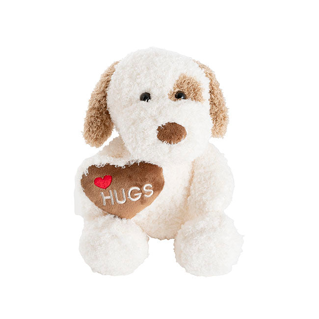 Puppy Spot w Hugs Heart Plush Toy White (25cmST)