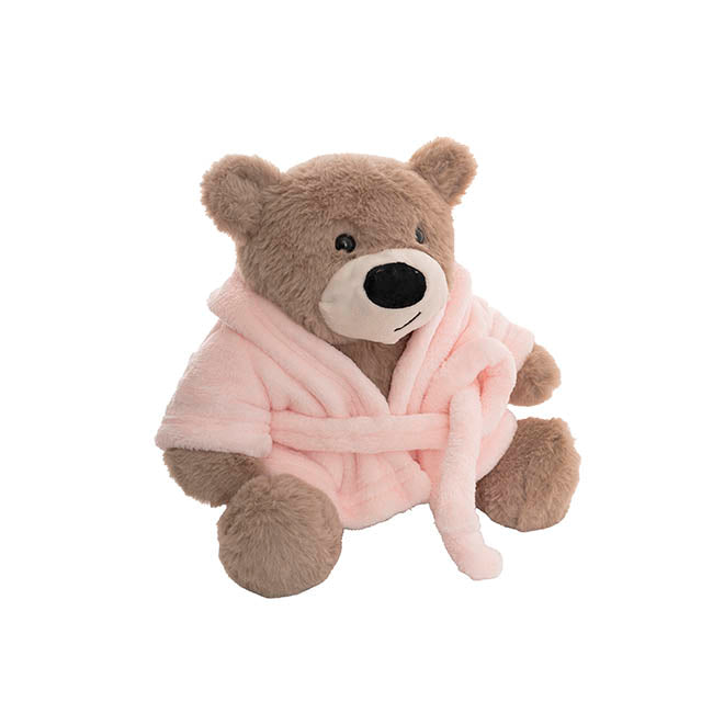 Teddy Bear Myles w Bathrobe Pink (25cmST)