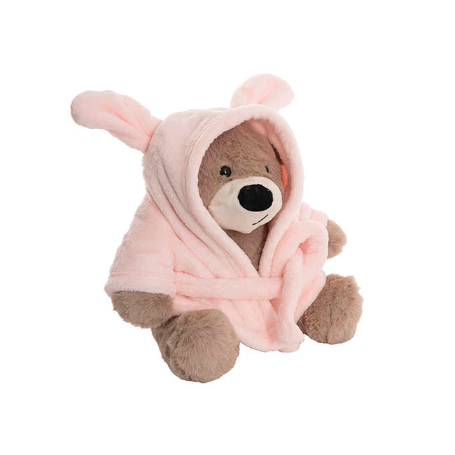 Teddy Bear Myles w Bathrobe Pink (25cmST)