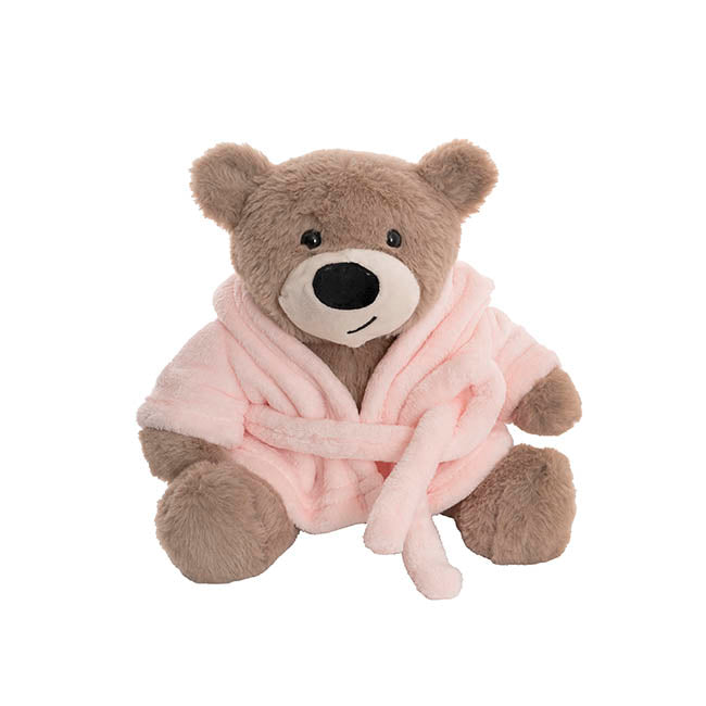 Teddy Bear Myles w Bathrobe Pink (25cmST)