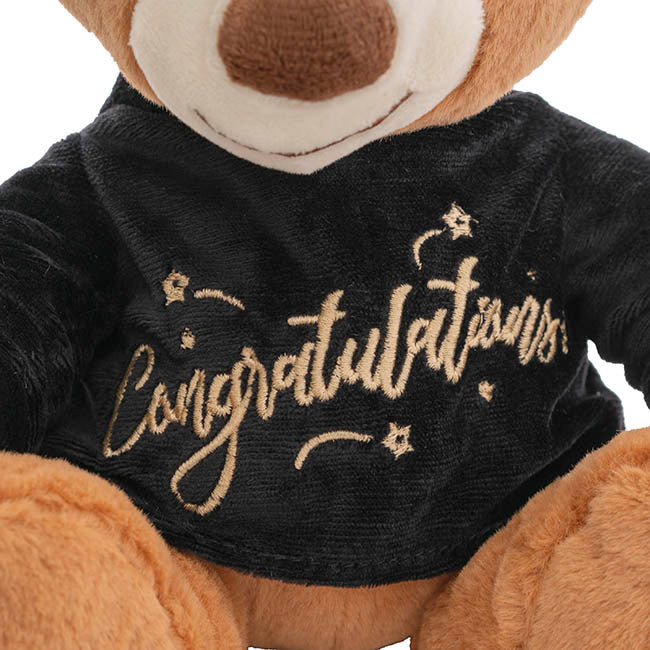 Teddy Bear Caleb w Congratulations T-Shirt Black (21cmST)