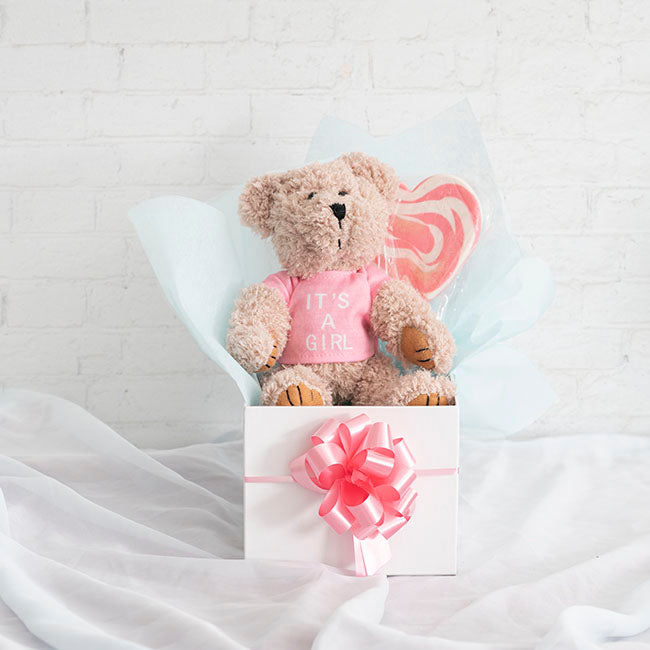 Teddy Bear Message Its a Girl Pink T Shirt (20cmHT)