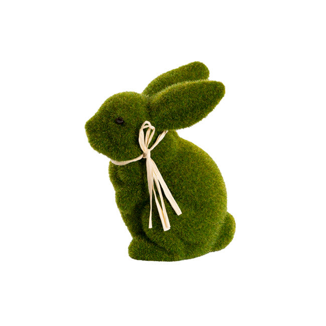 Artificial Flocked Slouching Rabbit Moss Green (23cmH)