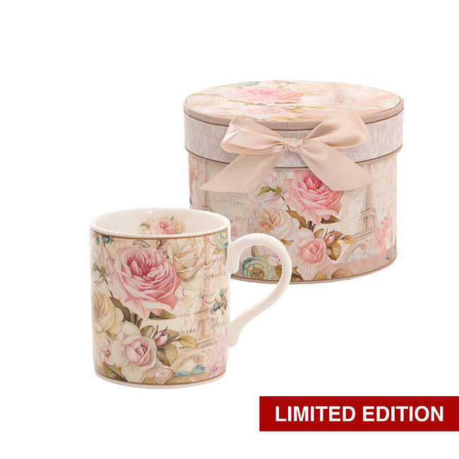 Rose Eiffel Tower Mug Gift Set Pink (12x8.6cm)