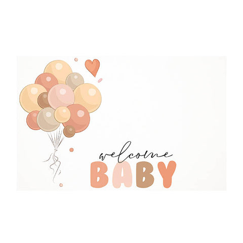 Card White Welcome Baby with Balloons (10x6.5cmH)