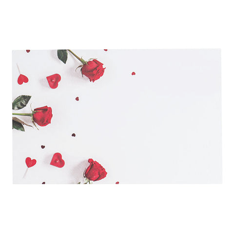 Card White Roses & Heart Scatter Red (10x6.5cmH)