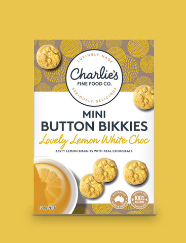 Mini Button Bikkies- Lovely Lemon White Choc